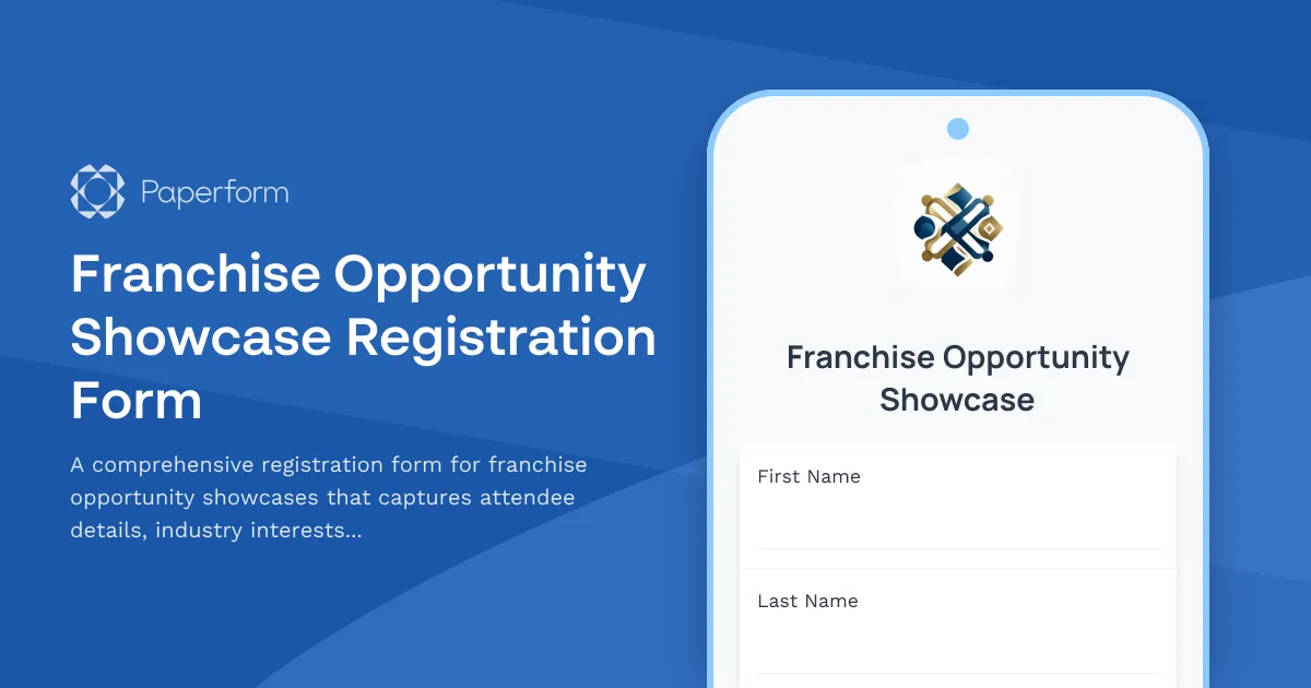 Franchise Opportunity Showcase Registration Form