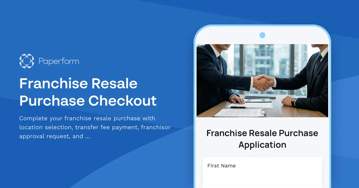 Franchise Resale Purchase Checkout