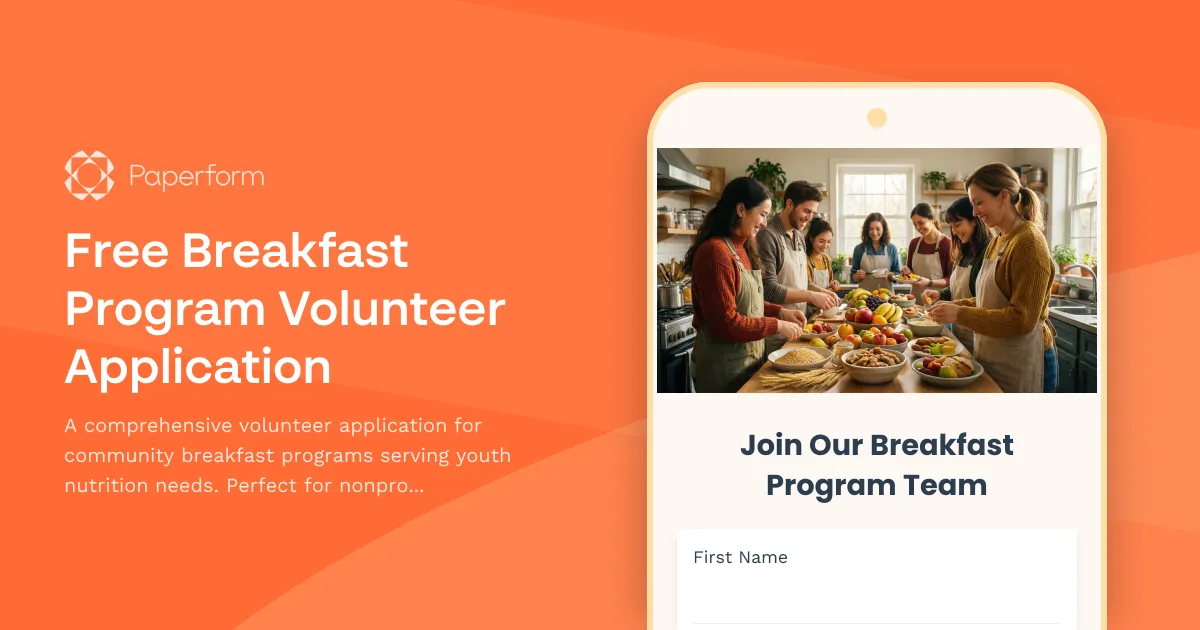 Free Breakfast Program Volunteer Application