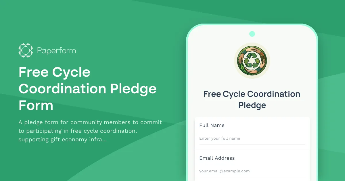Free Cycle Coordination Pledge Form