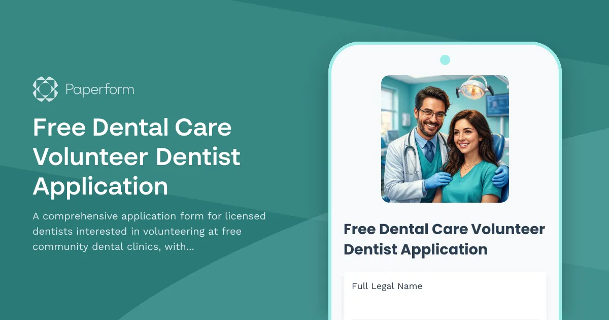 Free Dental Care Volunteer Dentist Application