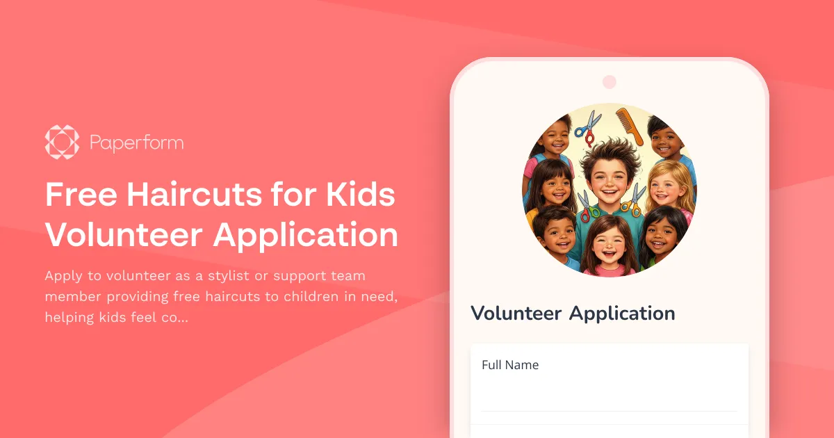 Free Haircuts for Kids Volunteer Application