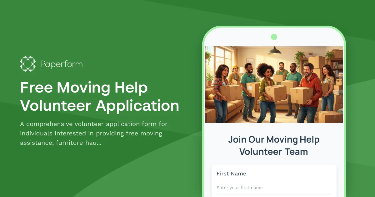 Free Moving Help Volunteer Application