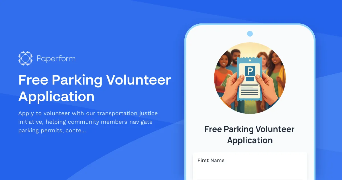Free Parking Volunteer Application