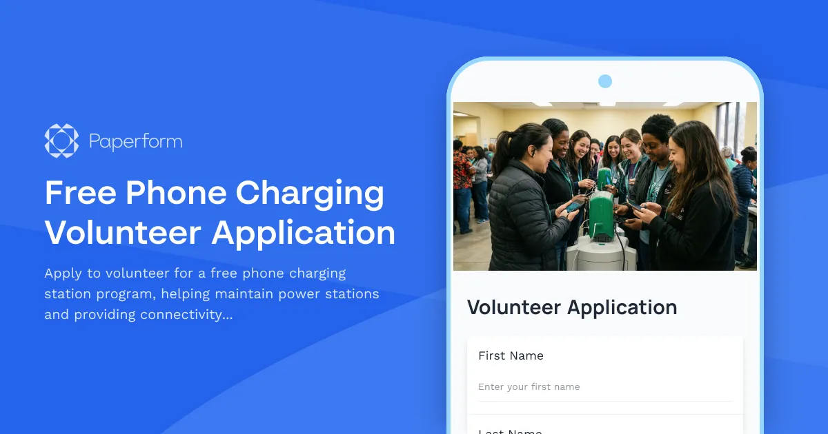 Free Phone Charging Volunteer Application