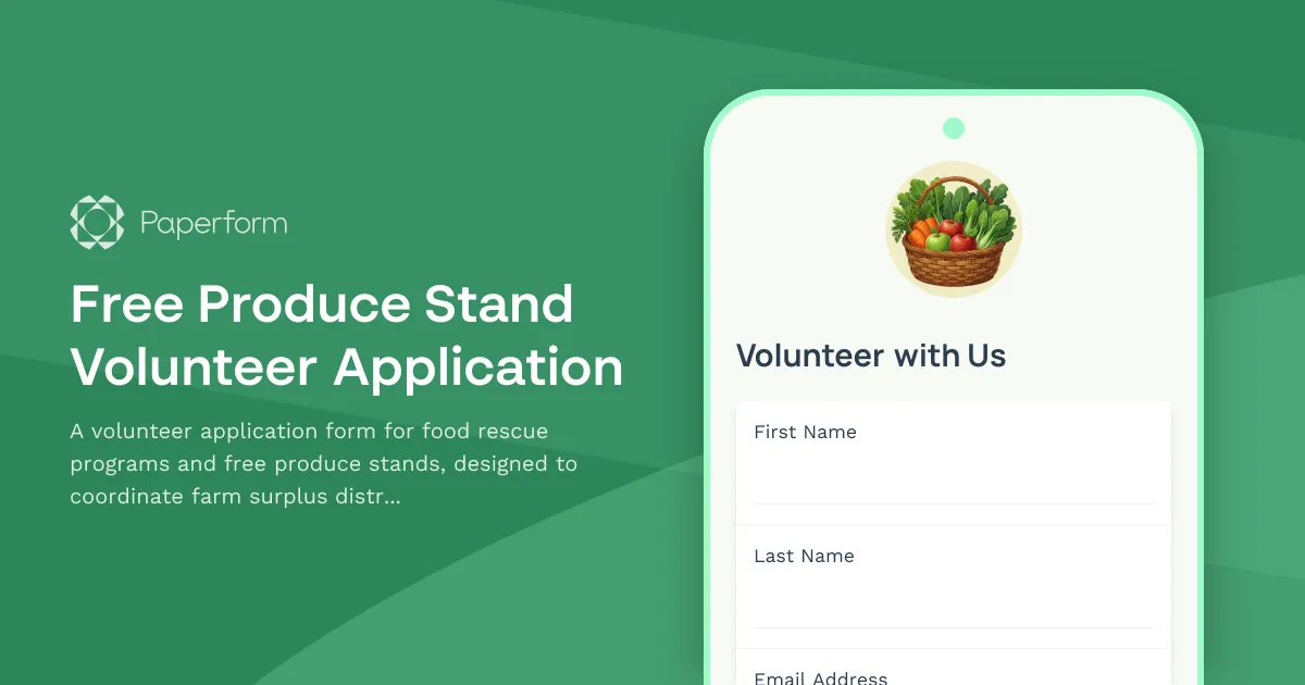 Free Produce Stand Volunteer Application