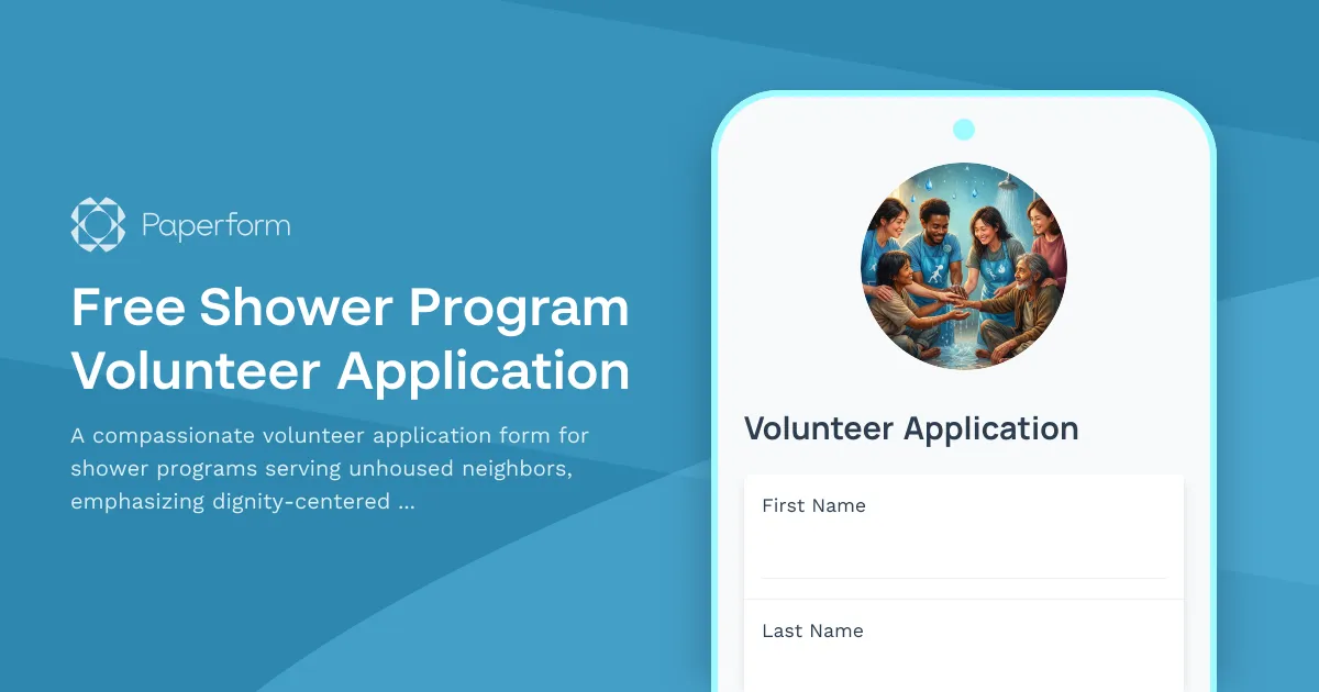 Free Shower Program Volunteer Application