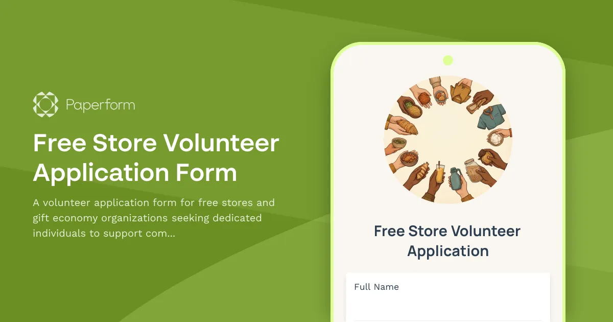 Free Store Volunteer Application Form