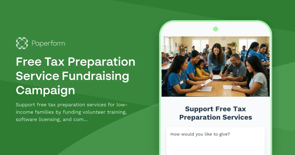 Free Tax Preparation Service Fundraising Campaign