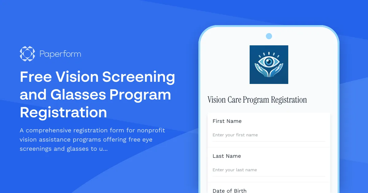 Free Vision Screening and Glasses Program Registration