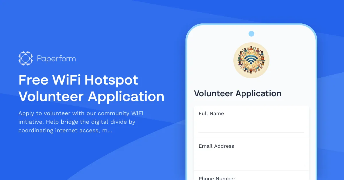 Free WiFi Hotspot Volunteer Application