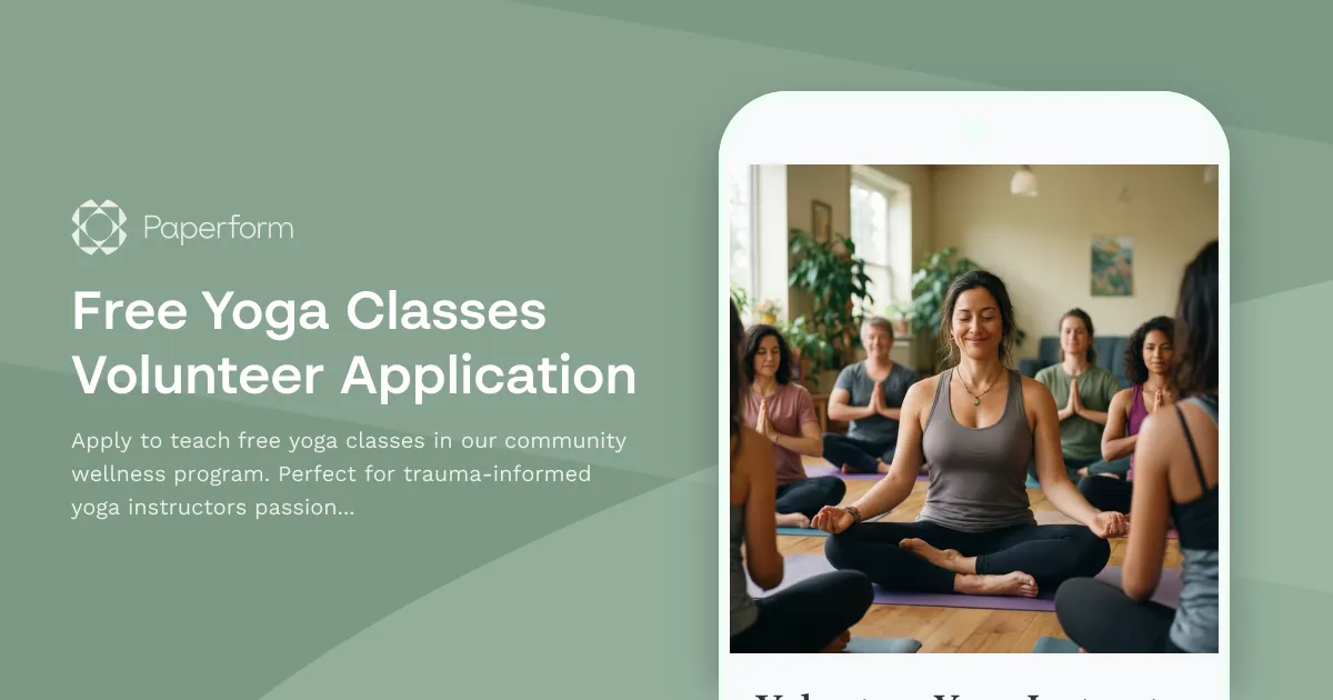 Free Yoga Classes Volunteer Application