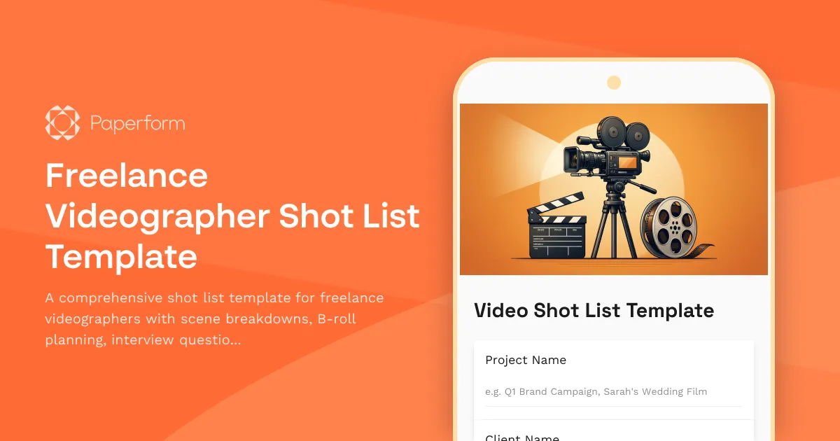 Freelance Videographer Shot List Template