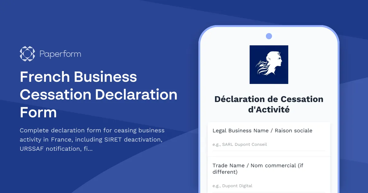 French Business Cessation Declaration Form