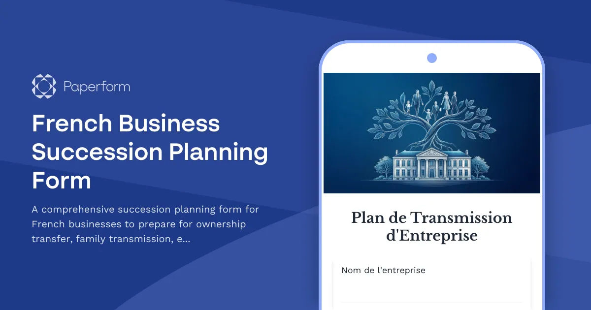 French Business Succession Planning Form