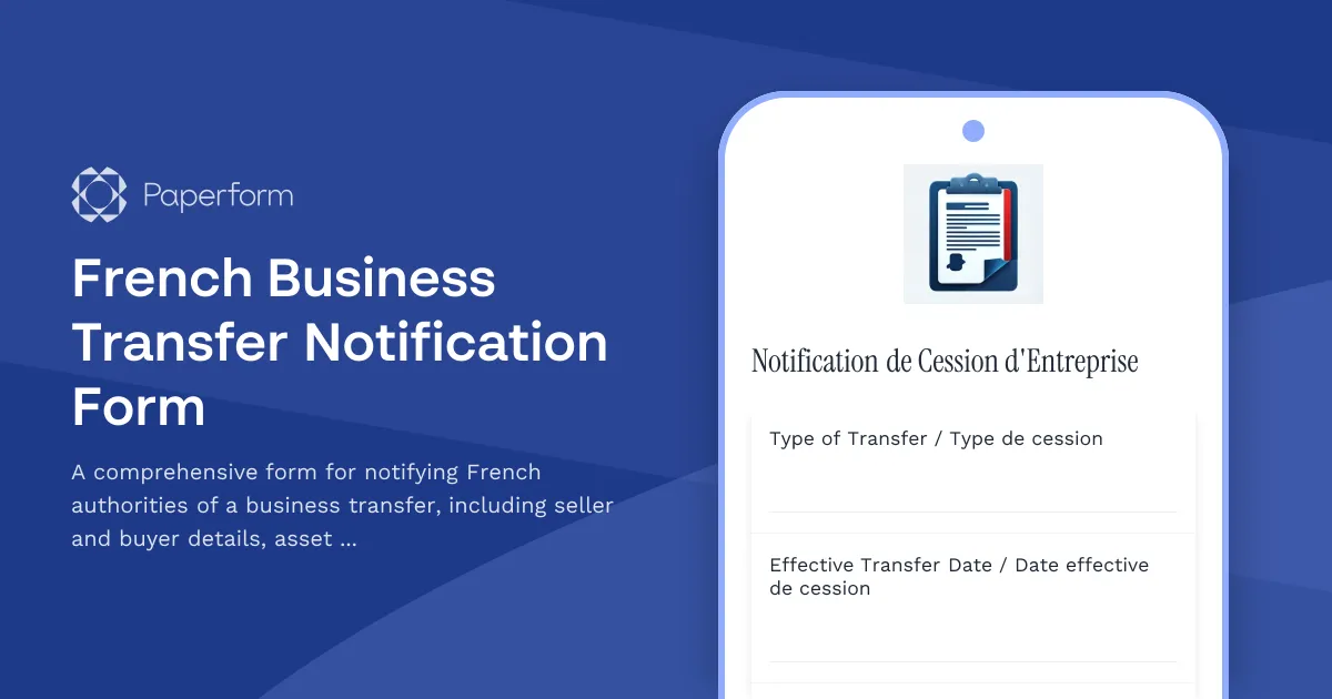 French Business Transfer Notification Form