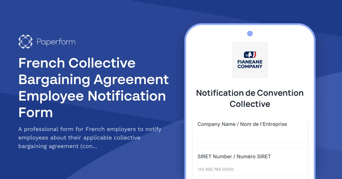 French Collective Bargaining Agreement Employee Notification Form