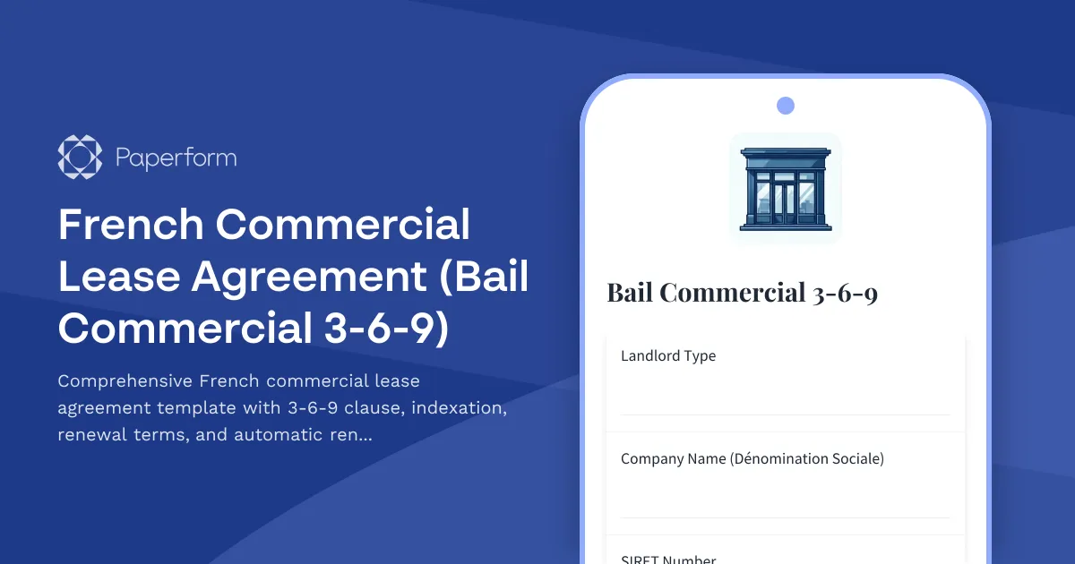 French Commercial Lease Agreement (Bail Commercial 3-6-9)