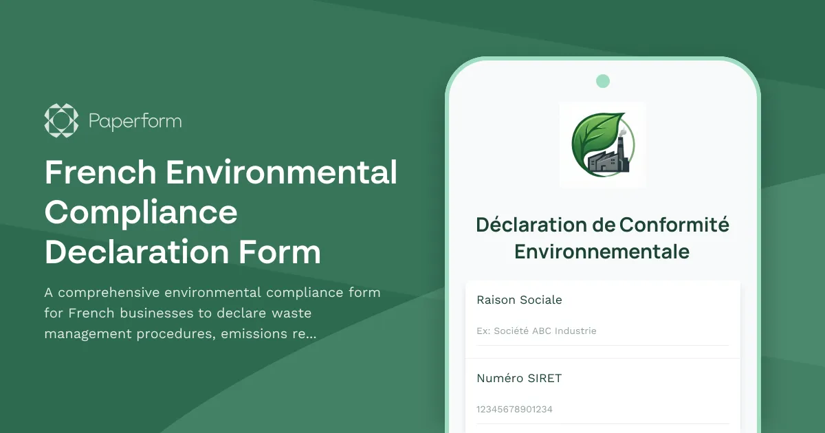 French Environmental Compliance Declaration Form