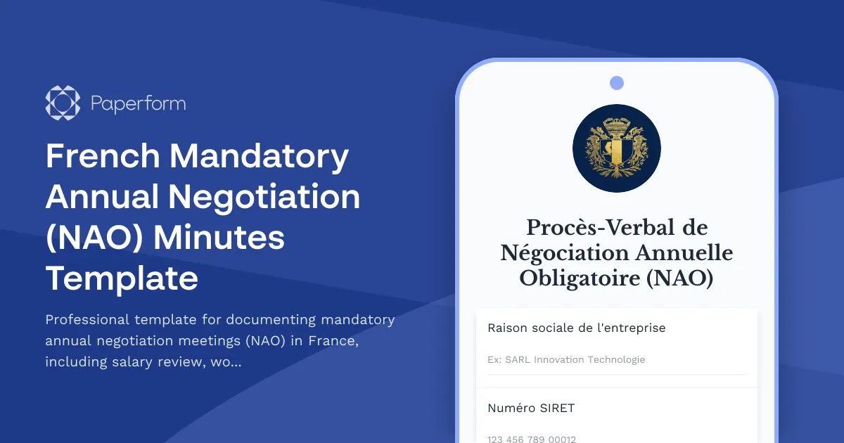 French Mandatory Annual Negotiation (NAO) Minutes Template