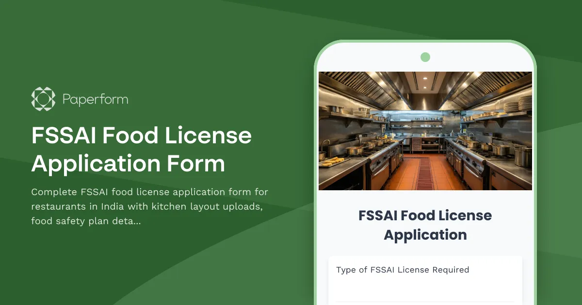 FSSAI Food License Application Form