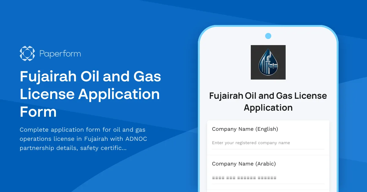 Fujairah Oil and Gas License Application Form