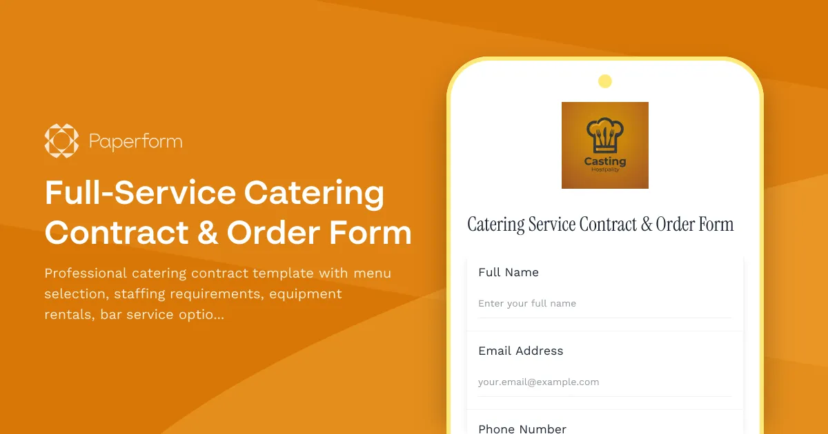 Full-Service Catering Contract & Order Form