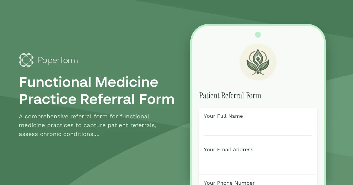 Functional Medicine Practice Referral Form