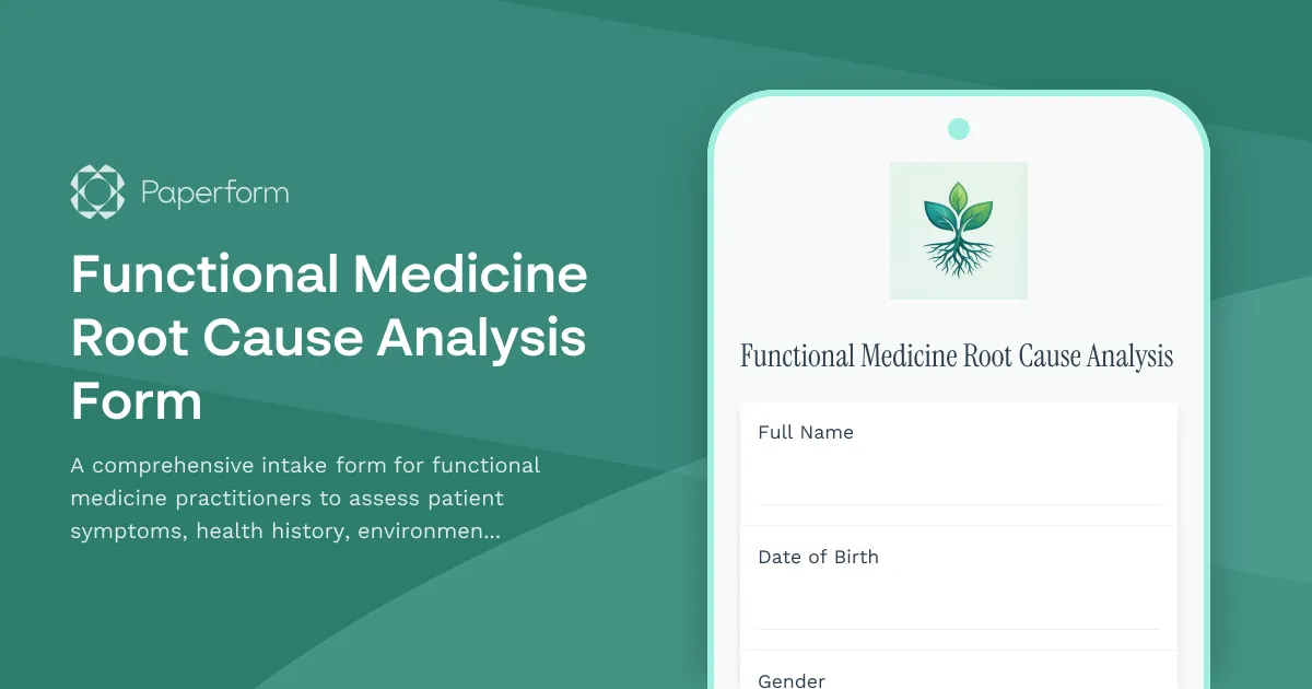 Functional Medicine Root Cause Analysis Form