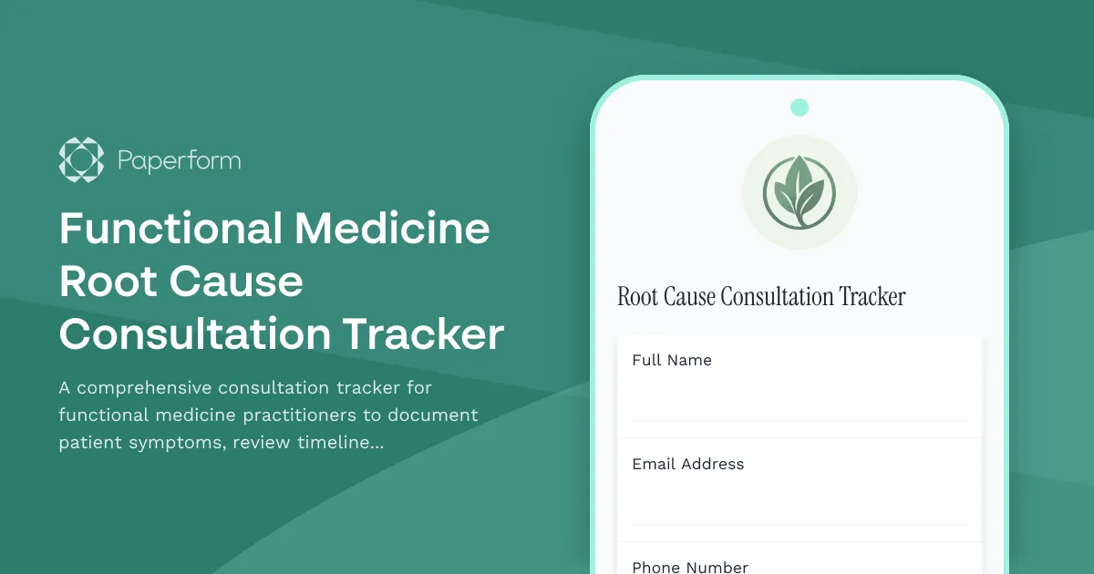 Functional Medicine Root Cause Consultation Tracker