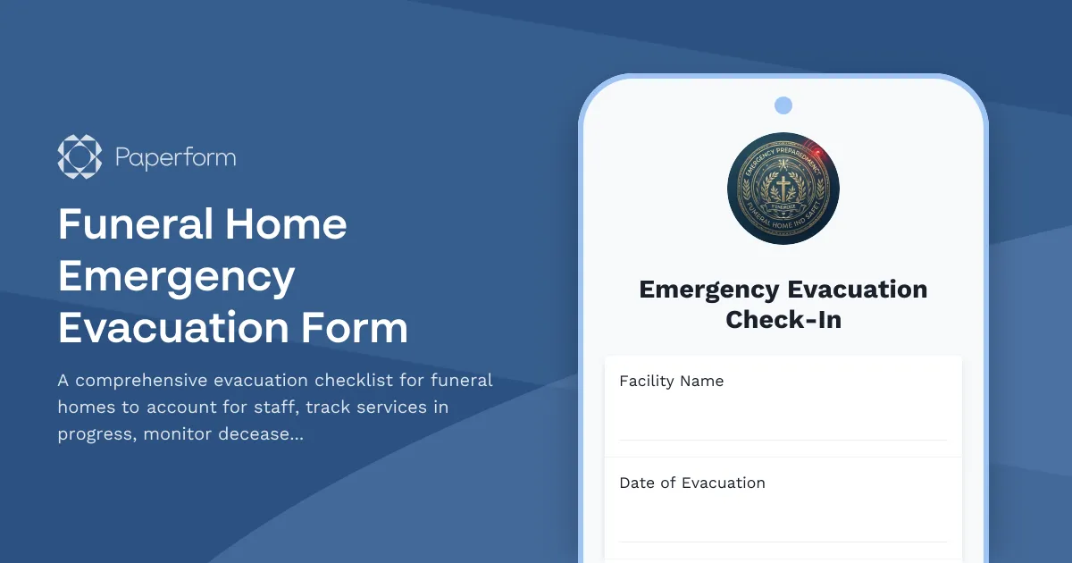 Funeral Home Emergency Evacuation Form