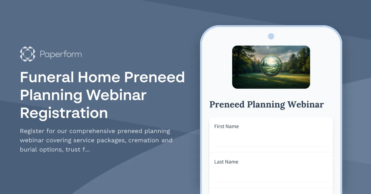 Funeral Home Preneed Planning Webinar Registration