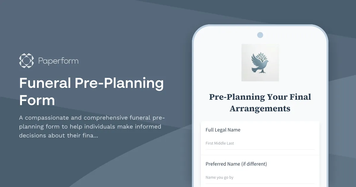 Funeral Pre-Planning Form