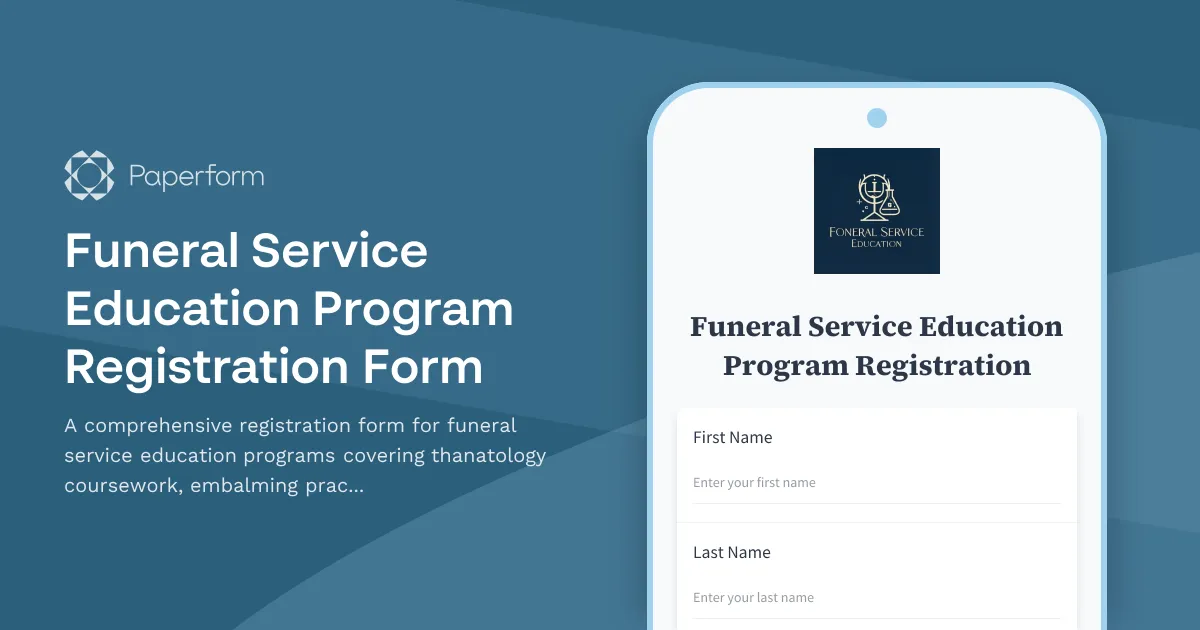 Funeral Service Education Program Registration Form