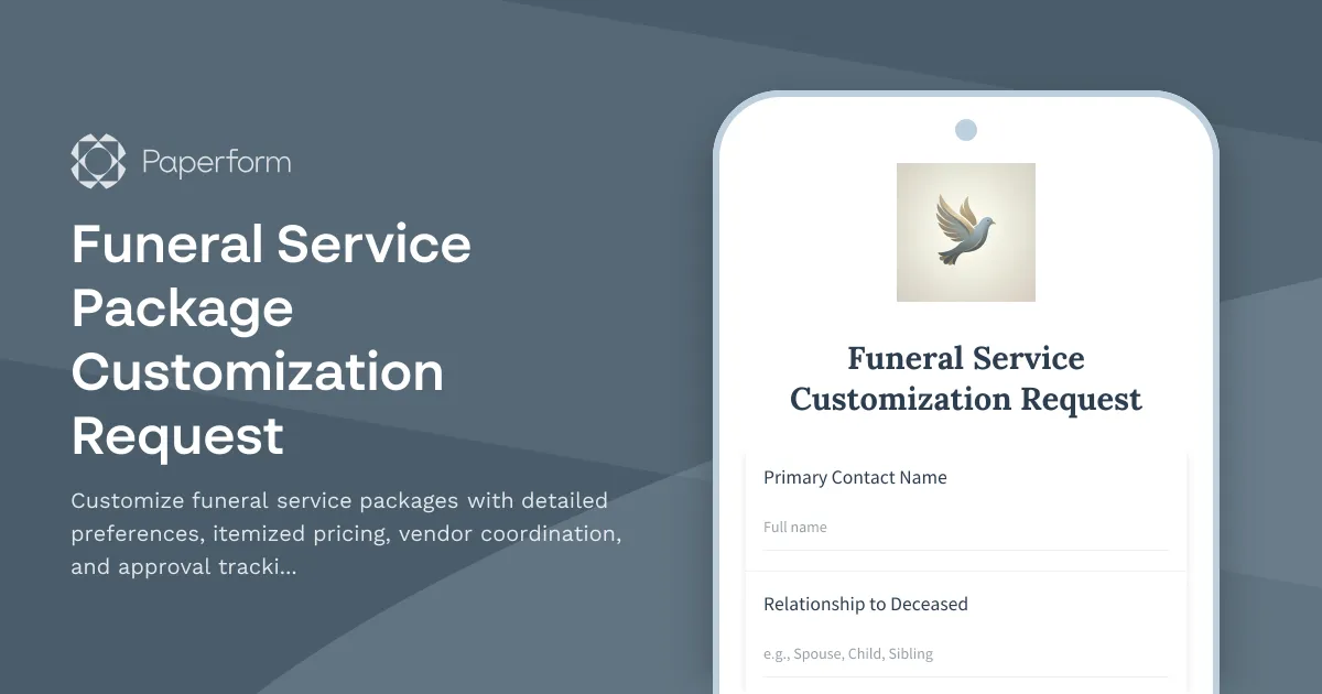 Funeral Service Package Customization Request