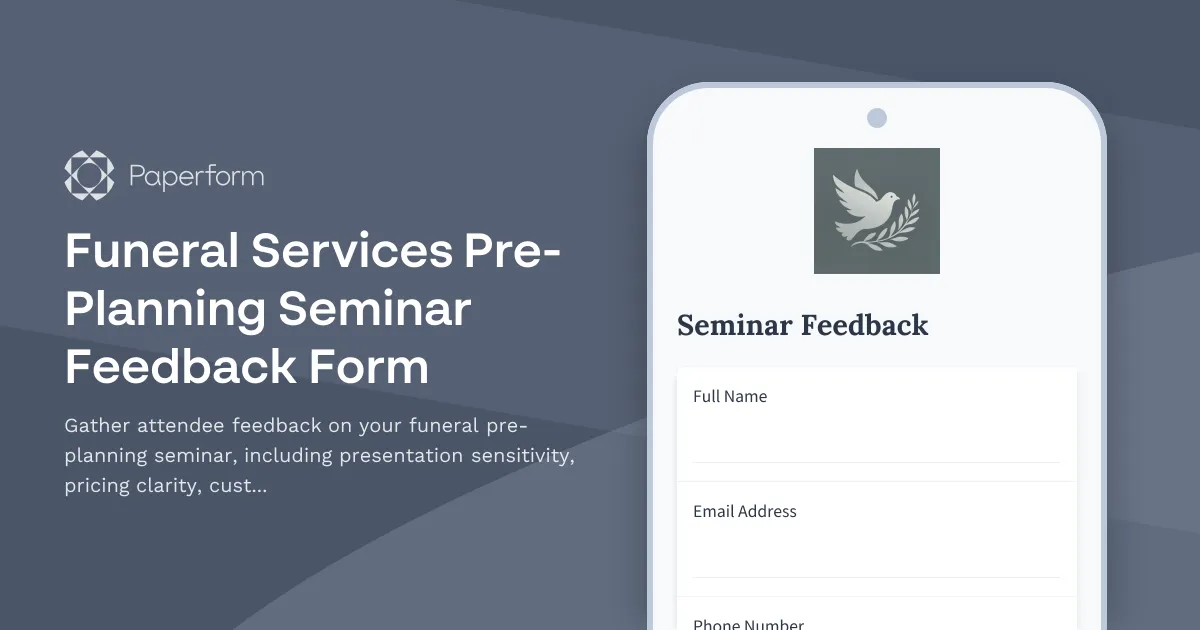 Funeral Services Pre-Planning Seminar Feedback Form