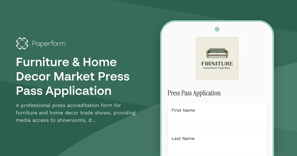 Furniture & Home Decor Market Press Pass Application
