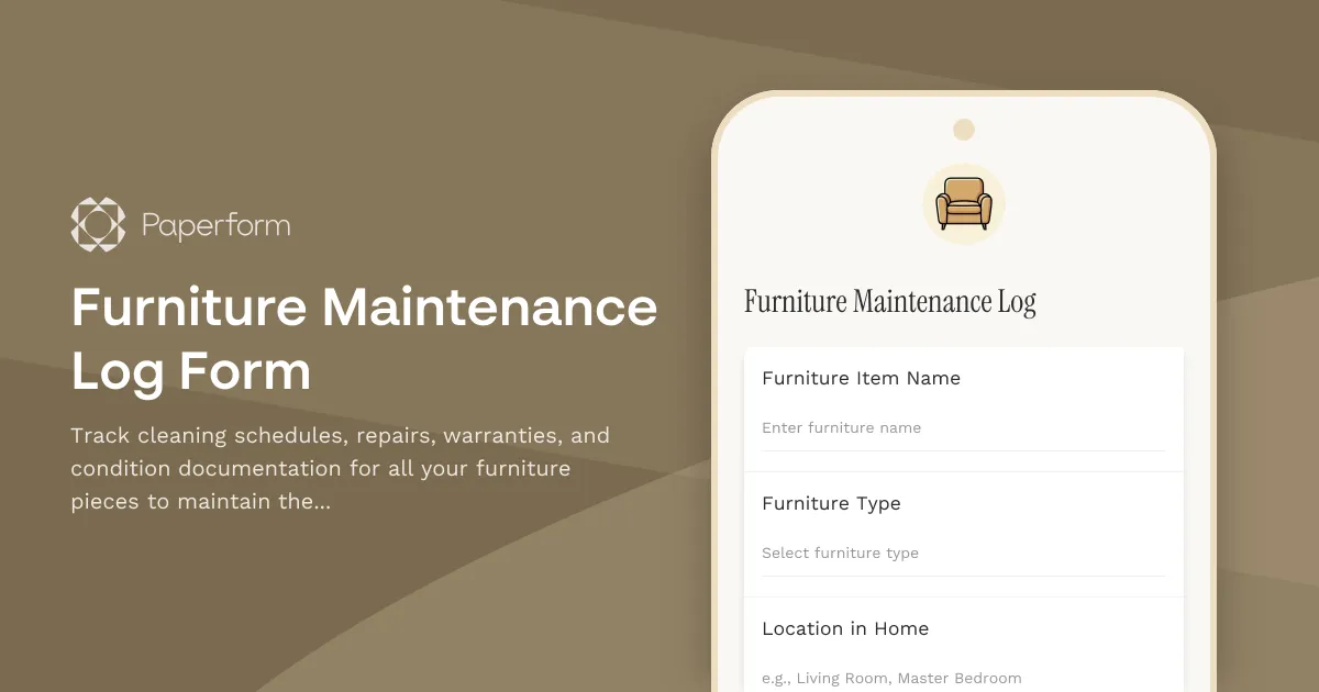 Furniture Maintenance Log Form