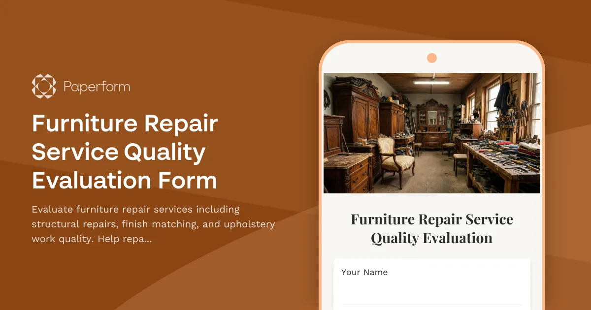 Furniture Repair Service Quality Evaluation Form
