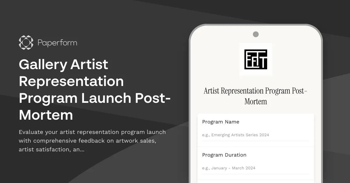Gallery Artist Representation Program Launch Post-Mortem