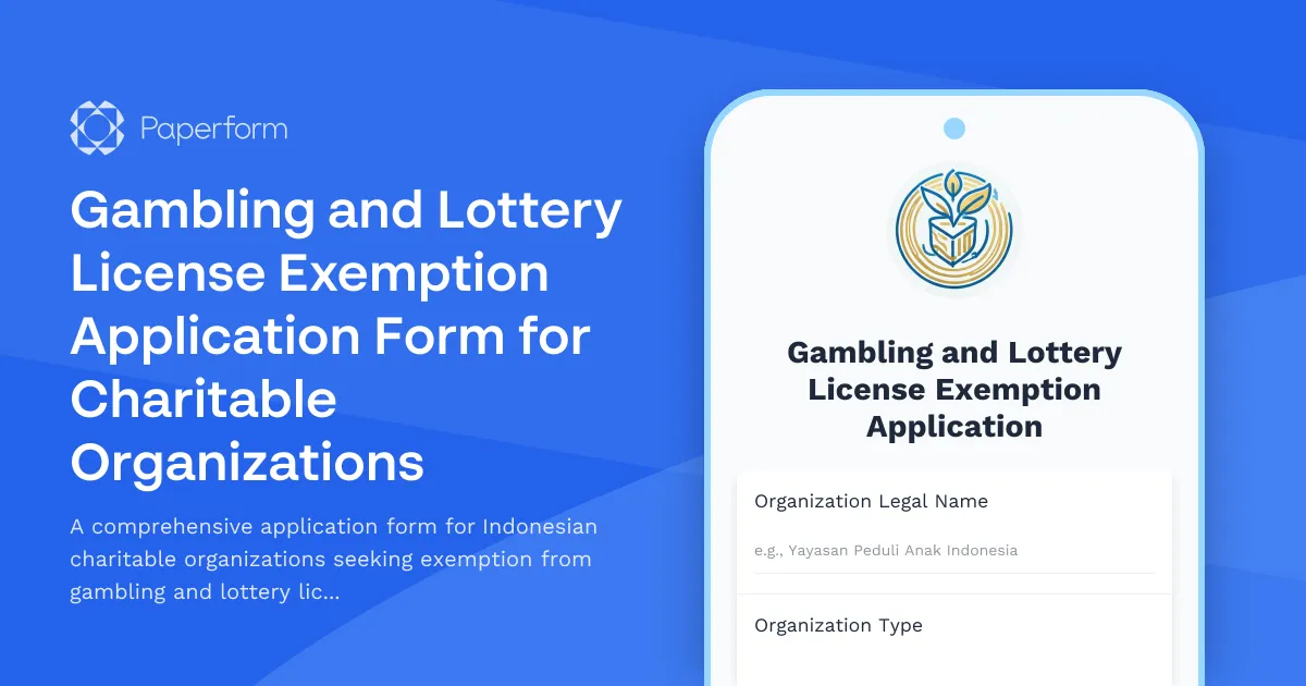 Gambling and Lottery License Exemption Application Form for Charitable Organizations