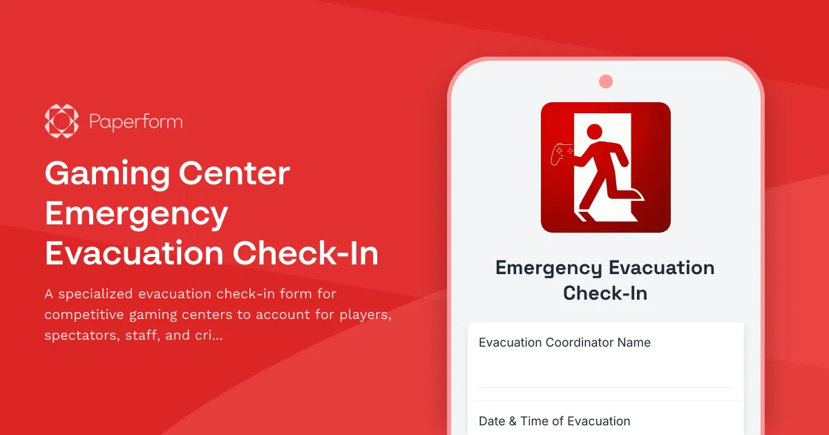 Gaming Center Emergency Evacuation Check-In