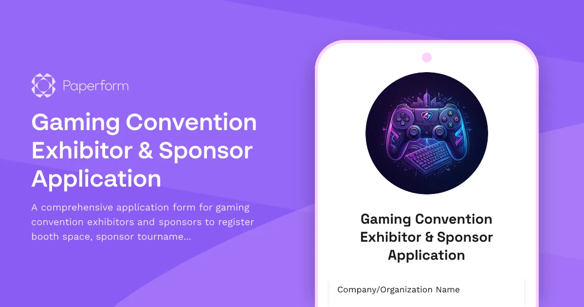 Gaming Convention Exhibitor & Sponsor Application