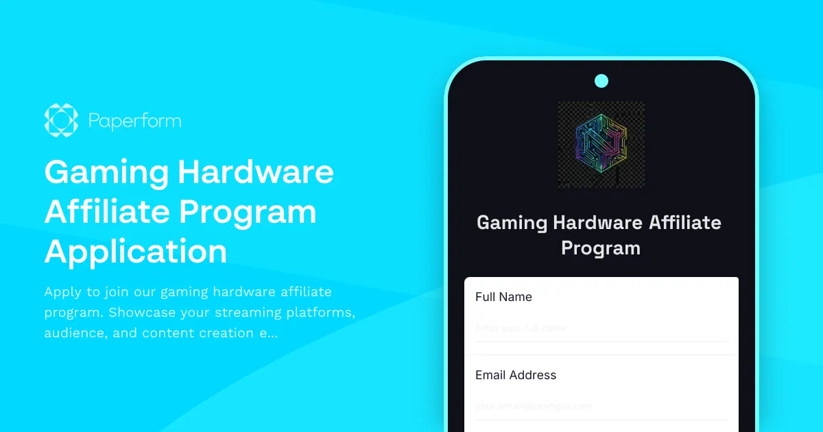 Gaming Hardware Affiliate Program Application