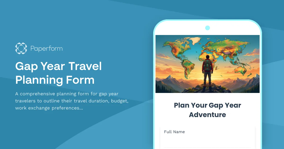 Gap Year Travel Planning Form