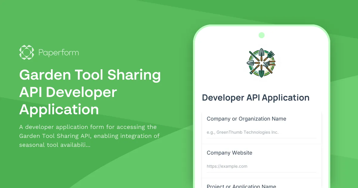 Garden Tool Sharing API Developer Application