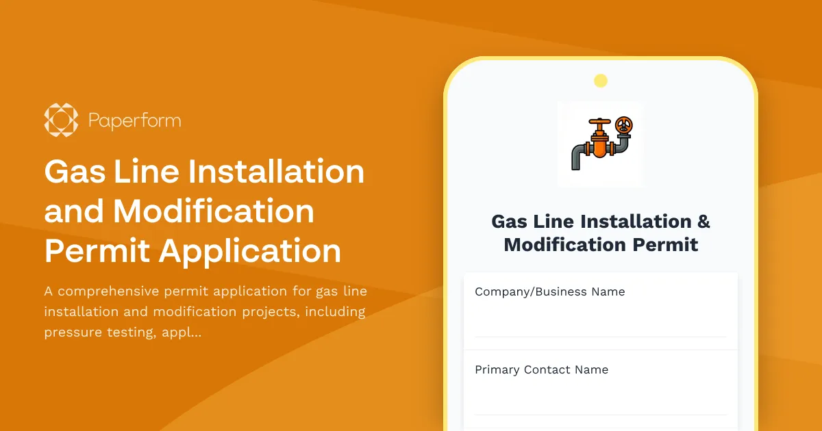 Gas Line Installation and Modification Permit Application