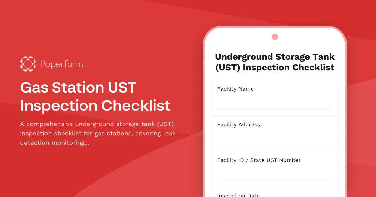 Gas Station UST Inspection Checklist