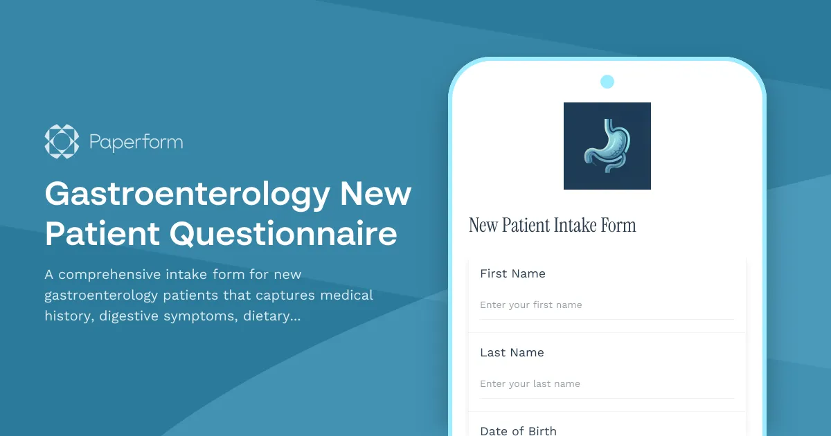 Gastroenterology New Patient Questionnaire
