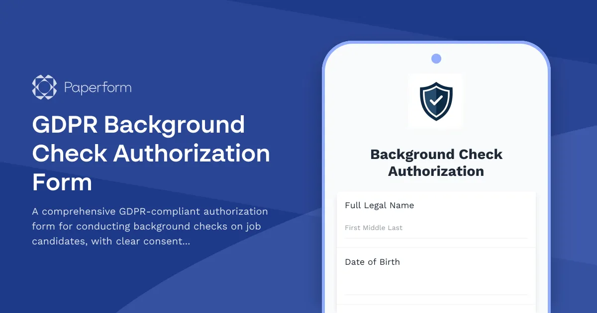 GDPR Background Check Authorization Form
